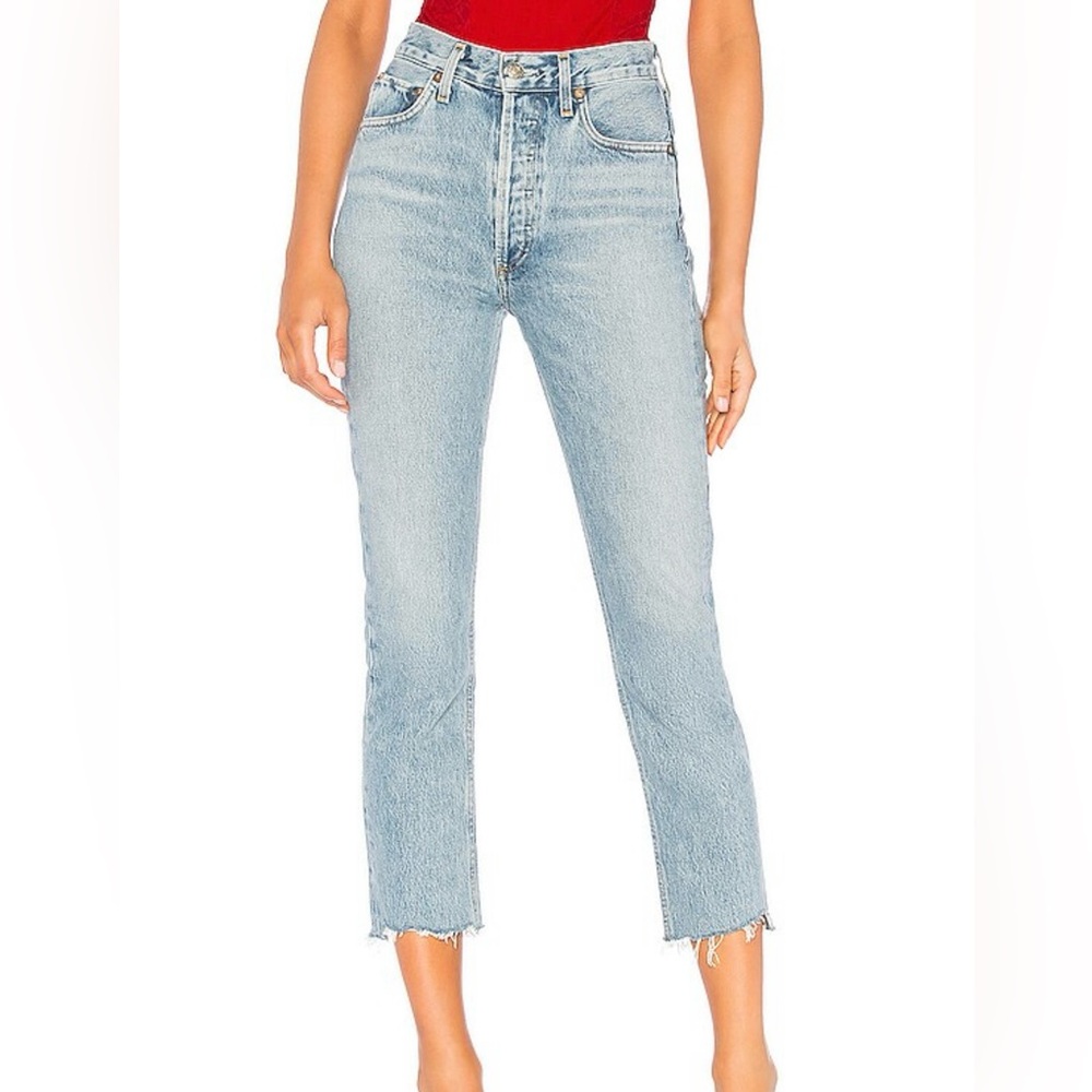 AGOLDE • High Rise Straight Crop Denim Jean in Zephyr